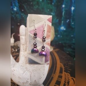 Handmade Purple Colorshift Crescent Moon Earrings With Serling Silver Hooks